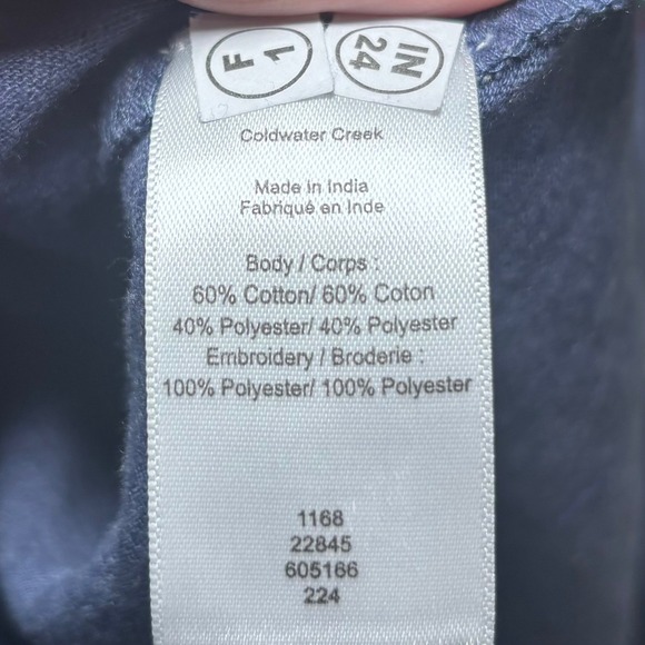 Chico's Blue Floral Embroidered Short Sleeve Notch Collar Top 1X‎ Plus - Picture 9 of 10